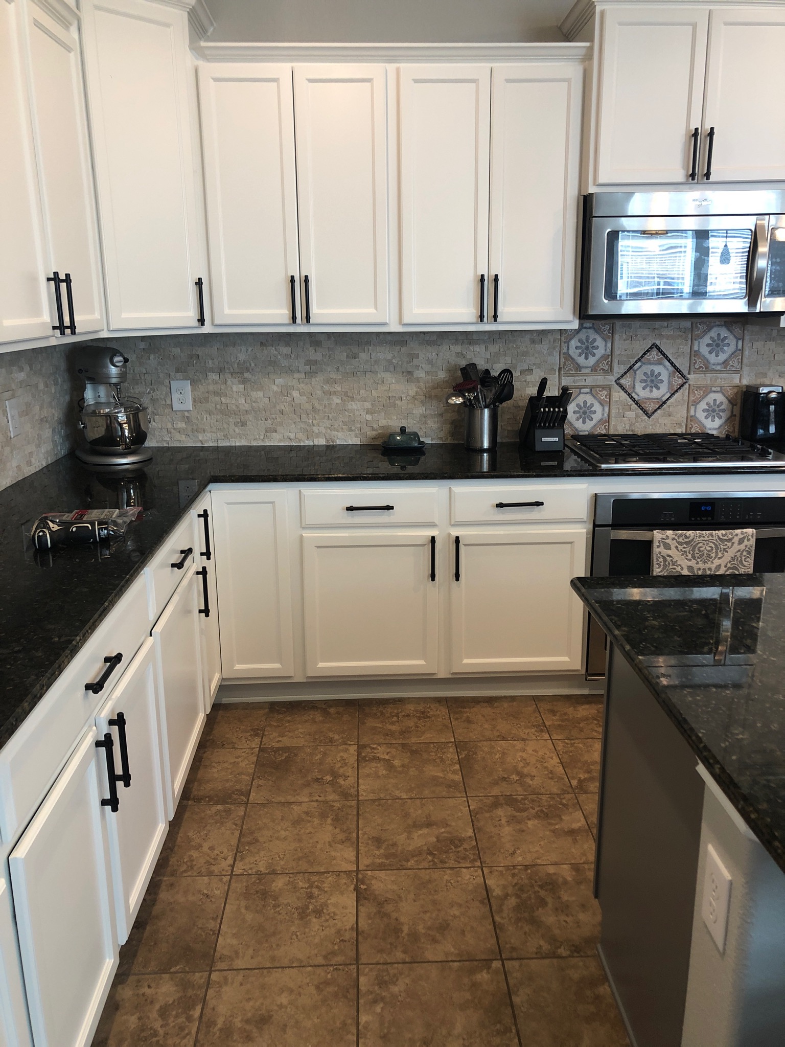 kitchen cabinet refinishing grey paint island